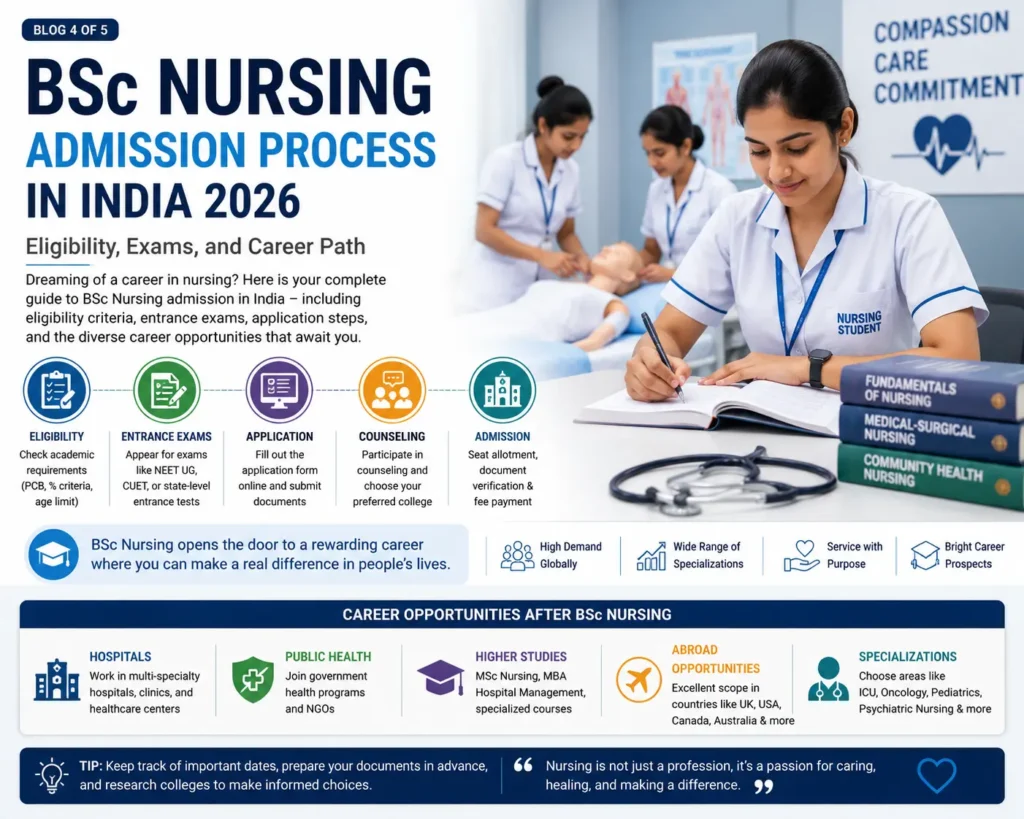 BSc Nursing Admission Process in India 2026: Eligibility, Exams, and Career Path