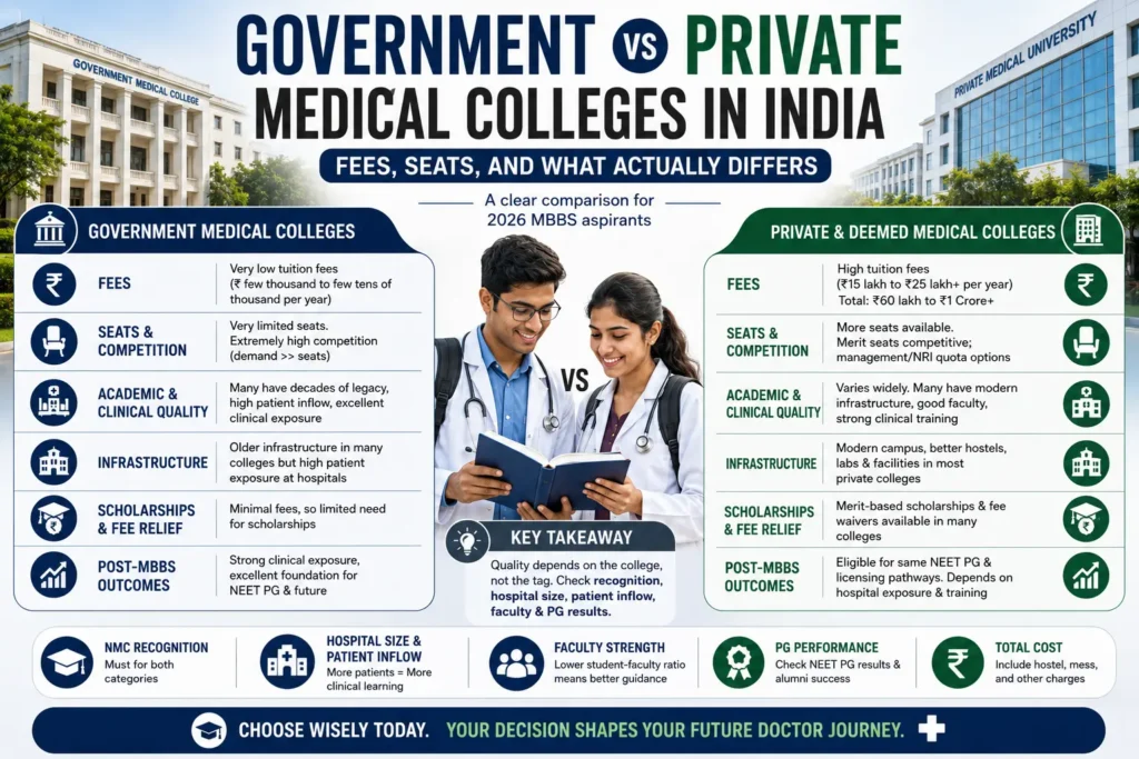 Government vs Private Medical Colleges in India: Fees, Seats, and What Actually Differs